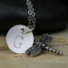 dragonfly keepsake necklace with engraved letter charm