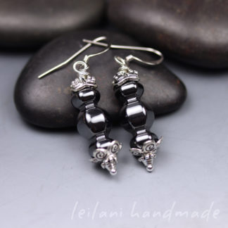 hematite lantern bead dangle earrings