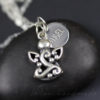 sterling silver filigree angel charm with engraved disk that says ANGEL