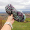 a hand holding a yarn skein
