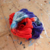indie dyed commercial yarn orange violet and grey blue