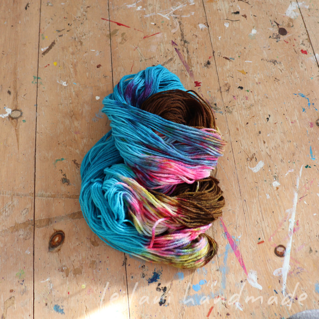 indie dyed yarn olive tuquoise magenta gold blue