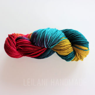 indie dyed worsted weight yarn golden pear teal burgundy