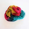 indie dyed worsted weight yarn golden pear teal burgundy