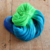 Brightly colored indie dyed yarn blue lime and turquoise