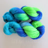 indie dyed yarn fingering weight blue lime turquoise