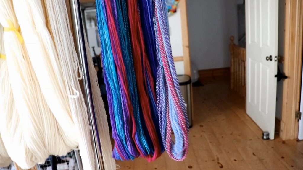 the now dry yarn